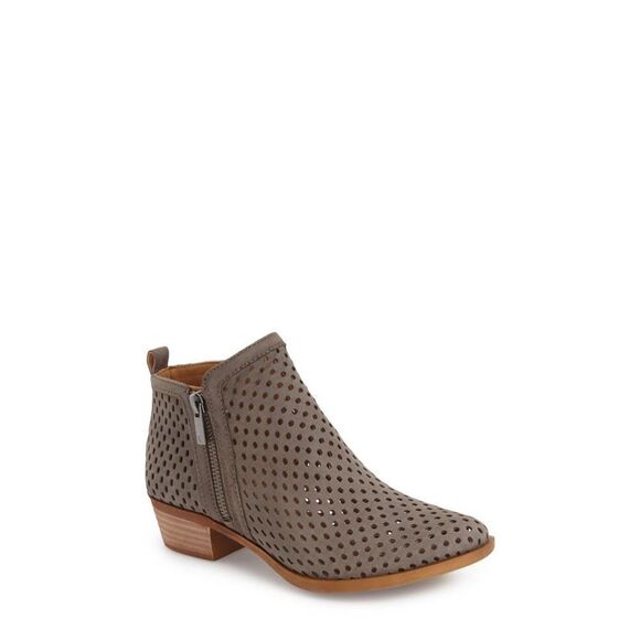 Lucky brand suede grey Basel perforated ankle bootie size 8 - Picture 1 of 7